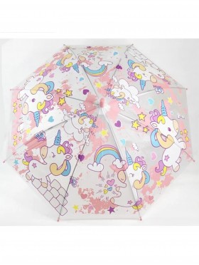 Kids Clear Unicorn Patterned Umbrella